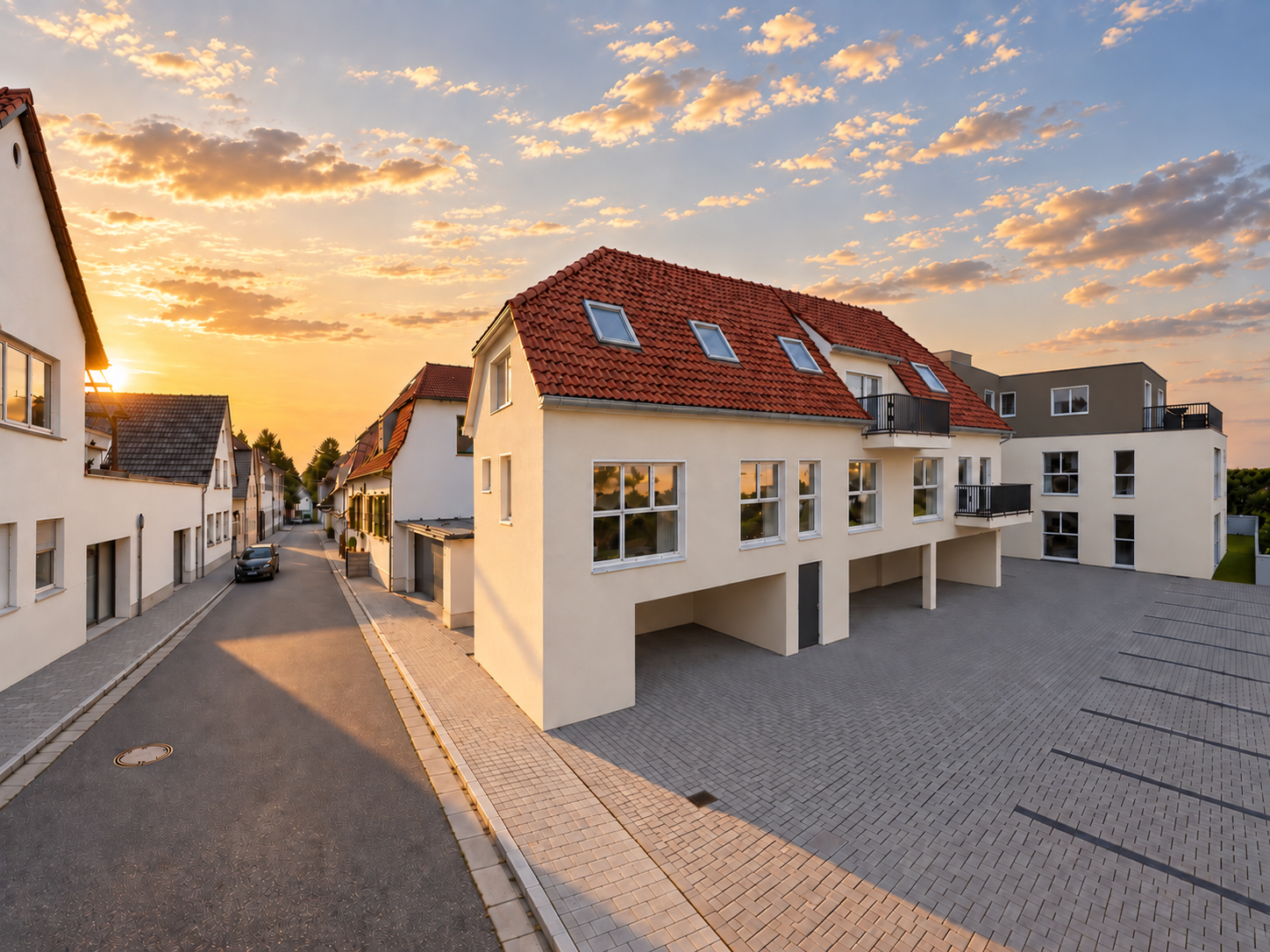 Straßenansicht – Neubau Wohnkomplex